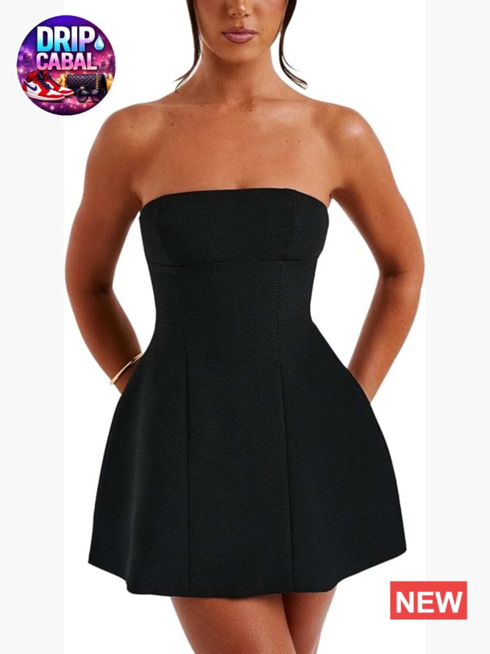 Polyester Strapless Backless A-Line Mini Dress for Night Out